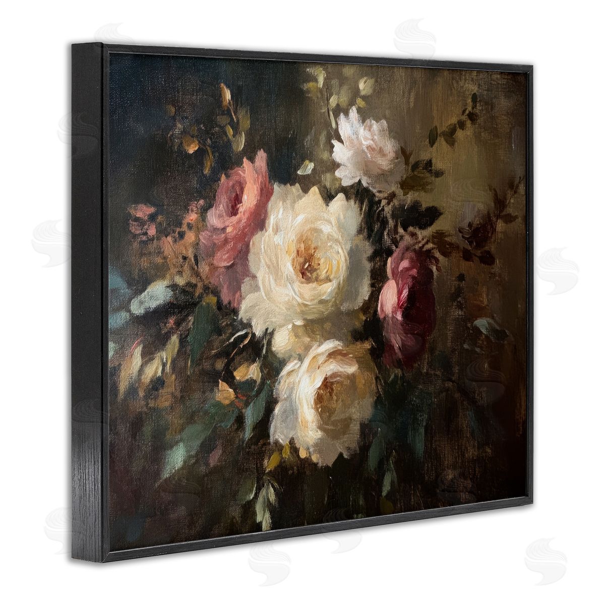Dark Still Life Roses Black Frame Print Wall Art, Home Decor by Petal Prints Design