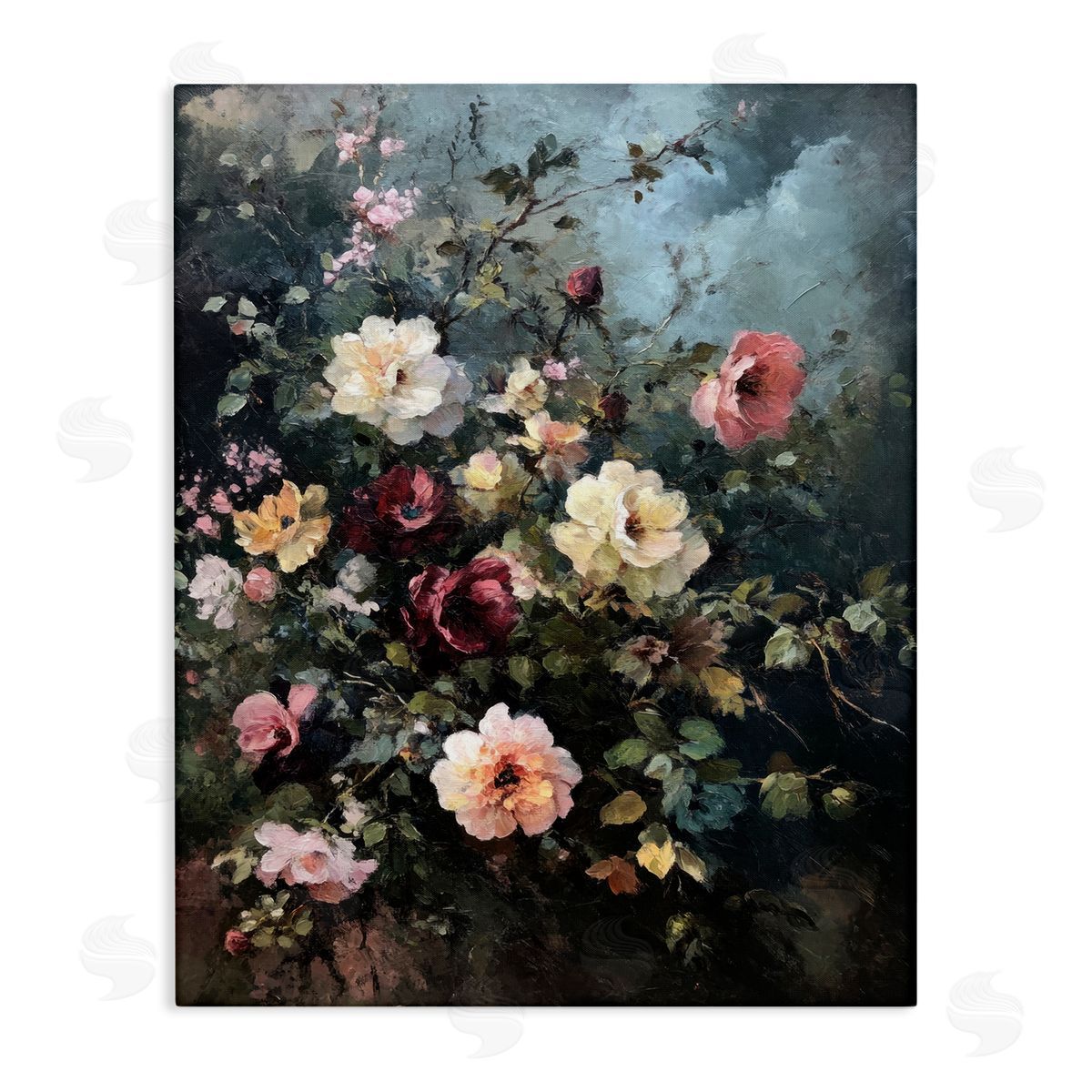 Moody Dark Bouquet Canvas Wall Art, Home Decor by Petal Prints Design