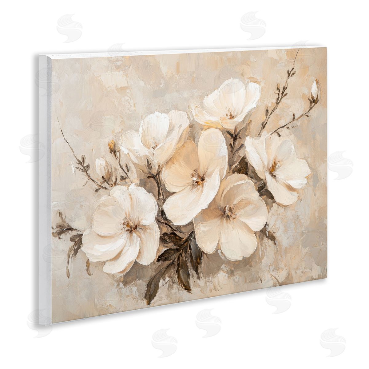 Blooming White Anemones Wood Plaque Wall Art, Home Decor by Petal Prints Design