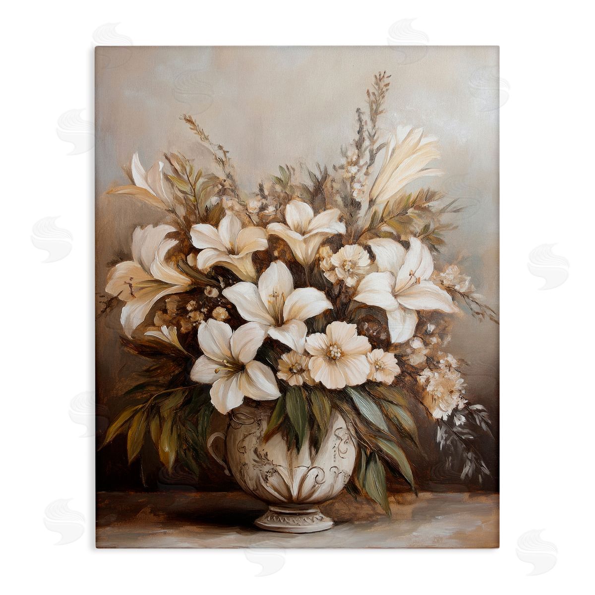 Lily Bouquet Still Life Canvas Wall Art, Home Decor by Petal Prints Design