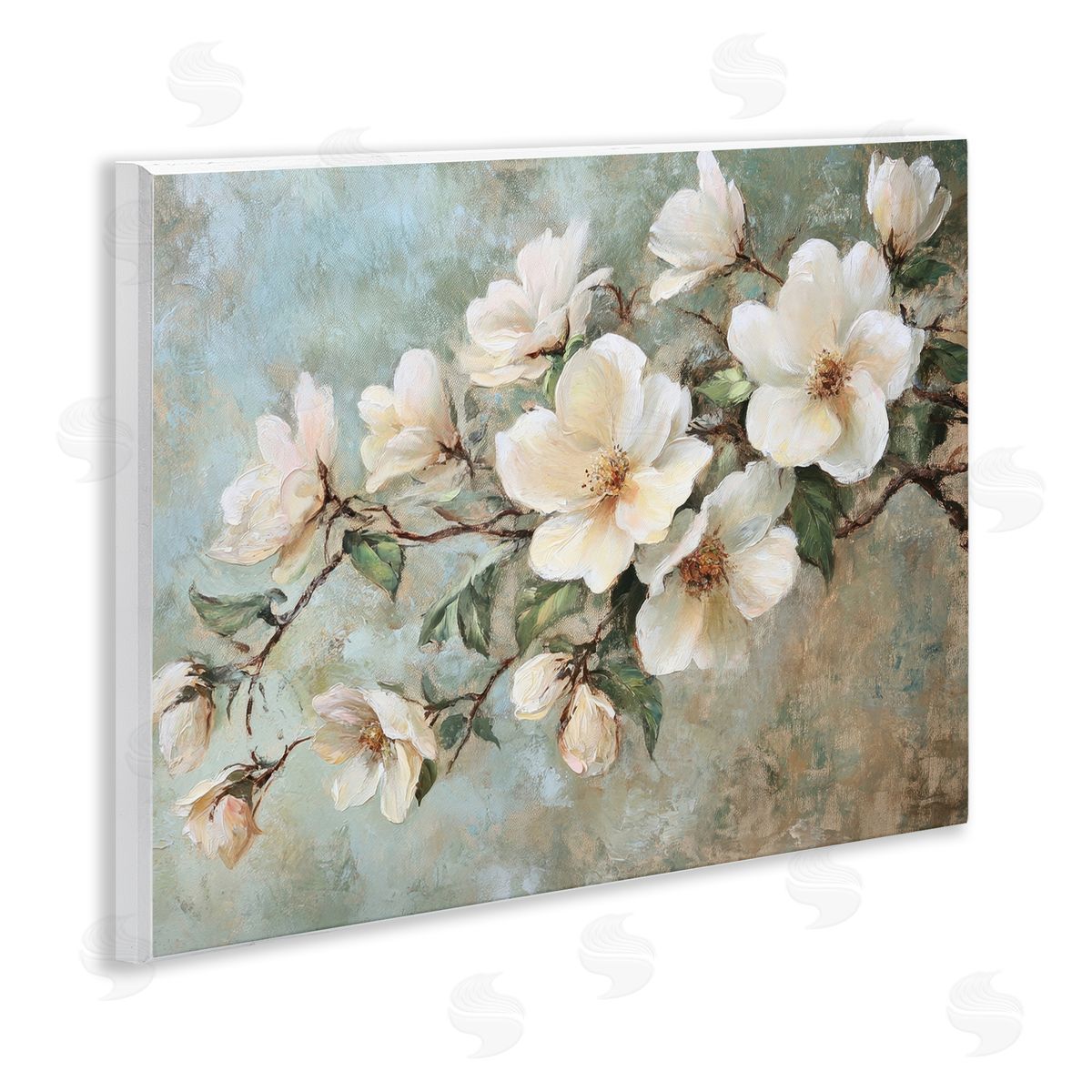 In Bloom Flower Branch Wood Plaque Wall Art, Home Decor by Petal Prints Design