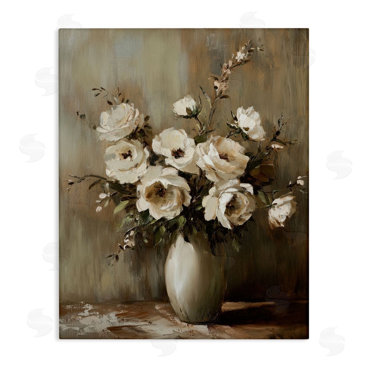 Neutral Traditional Bouquet Canvas Wall Art, Home Decor by Petal Prints Design
