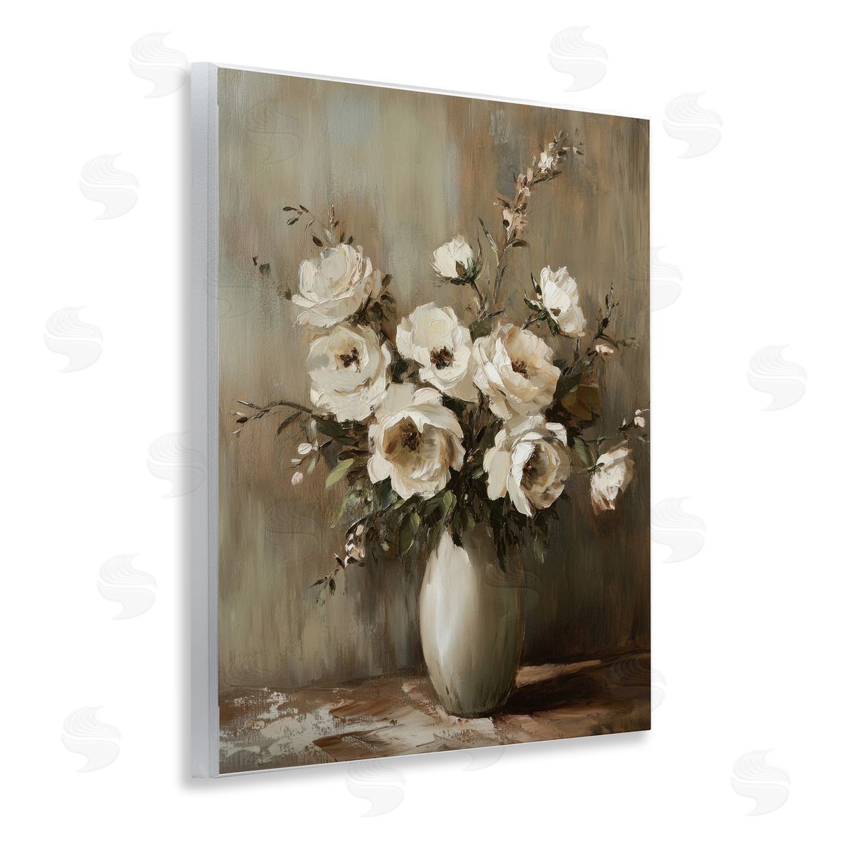 Neutral Traditional Bouquet Wood Plaque Wall Art, Home Decor by Petal Prints Design