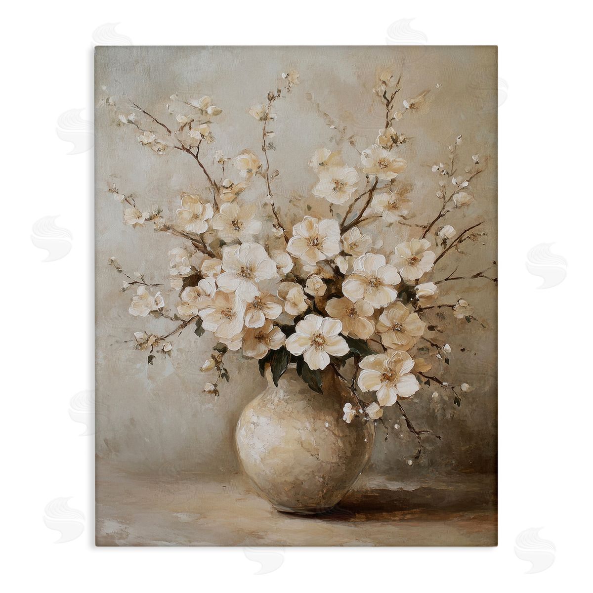 Cherry Blossoms in Pottery Canvas Wall Art, Home Decor by Petal Prints Design