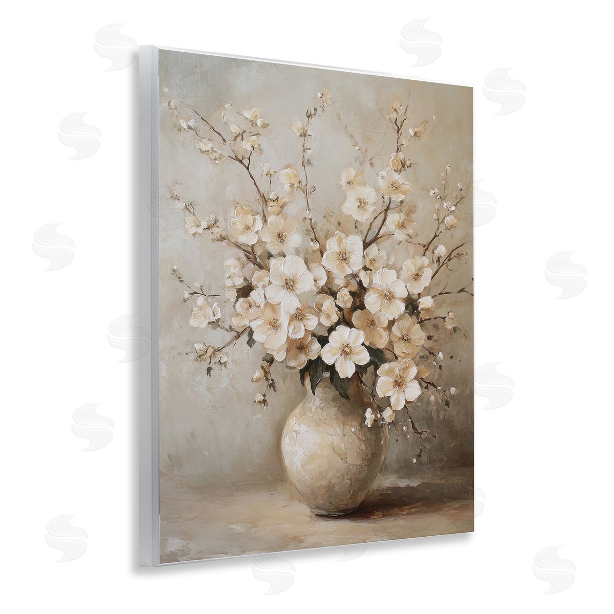 Cherry Blossoms in Pottery Wood Plaque Wall Art, Home Decor by Petal Prints Design
