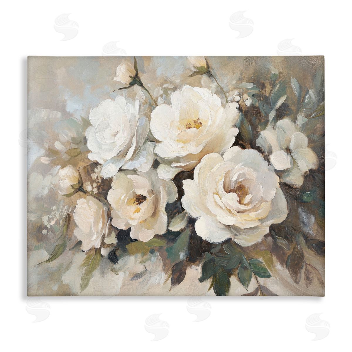 Blushing Cream Bouquet Canvas Wall Art, Home Decor by Petal Prints Design
