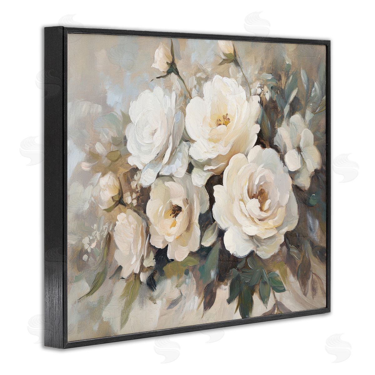 Blushing Cream Bouquet Black Frame Print Wall Art, Home Decor by Petal Prints Design
