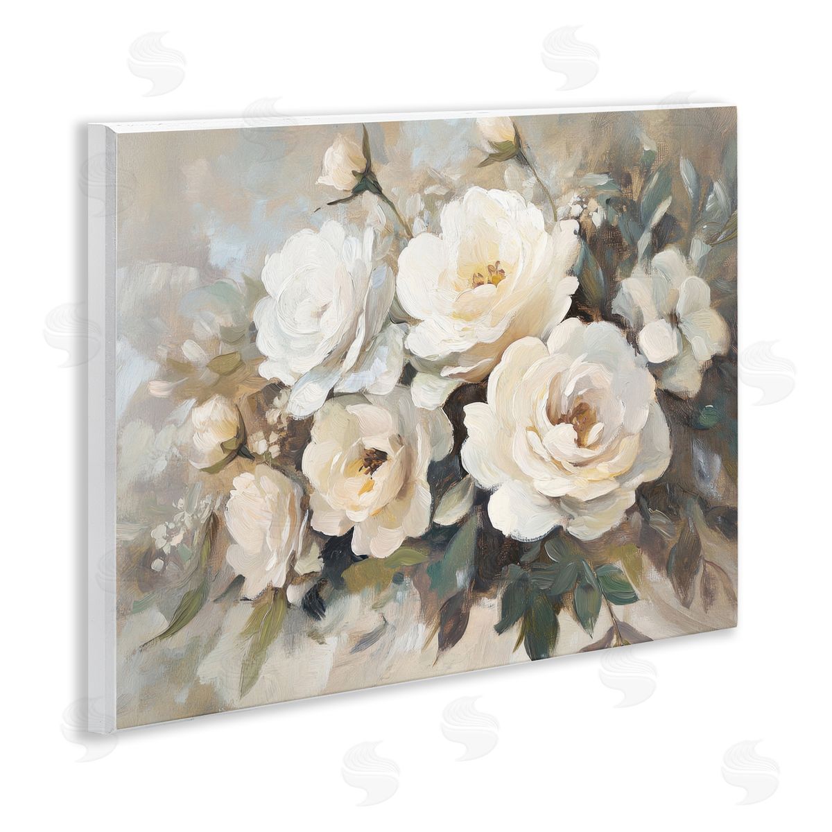 Blushing Cream Bouquet Wood Plaque Wall Art, Home Decor by Petal Prints Design