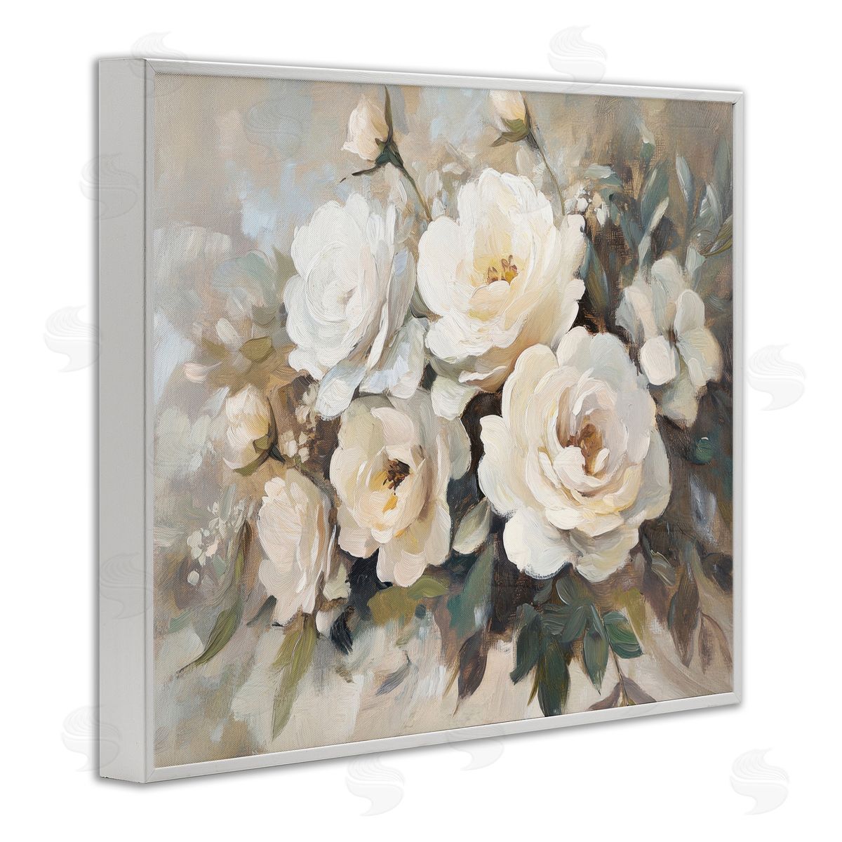 Blushing Cream Bouquet White Frame Print Wall Art, Home Decor by Petal Prints Design