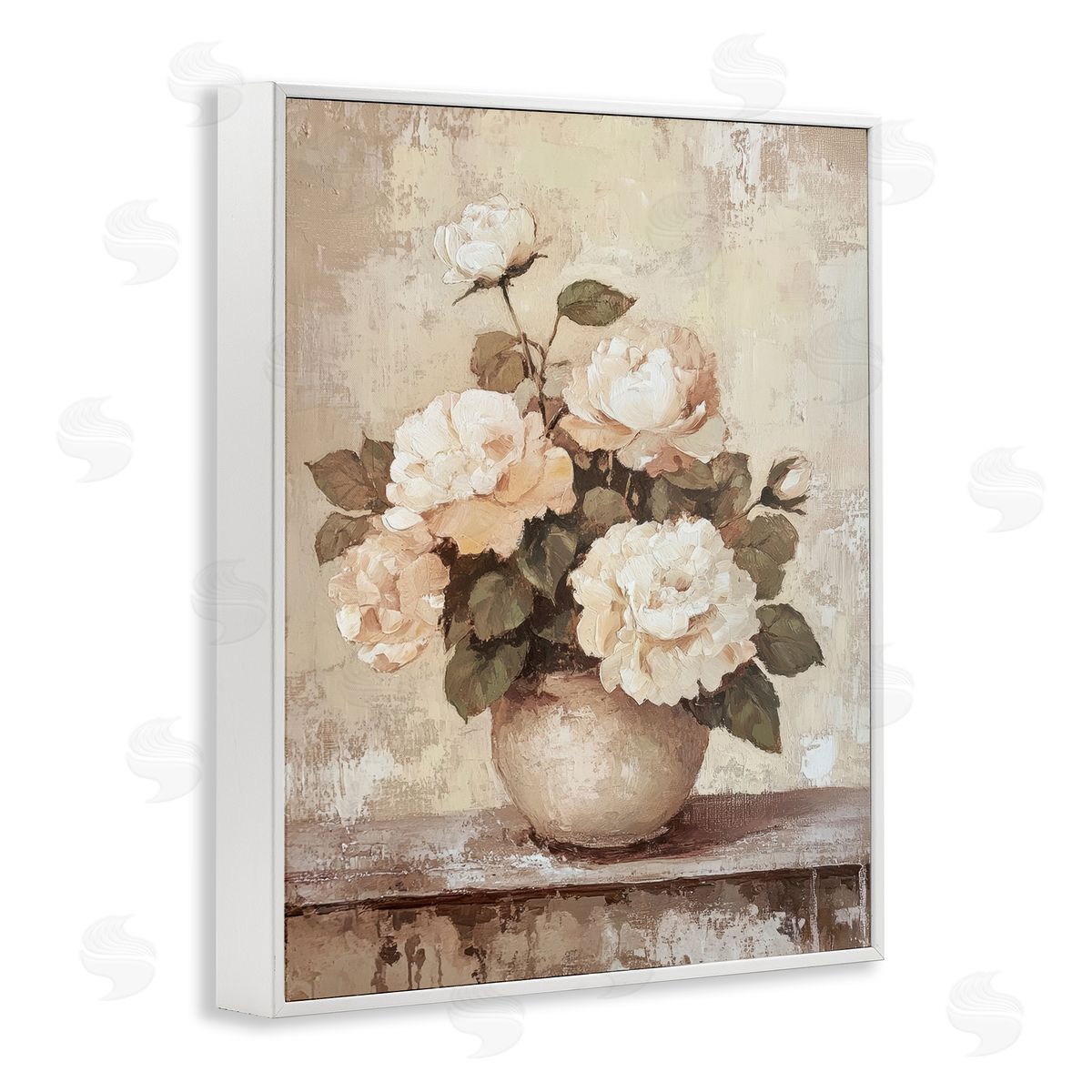 Lovely Cottage Bouquet White Frame Print Wall Art, Home Decor by Petal Prints Design