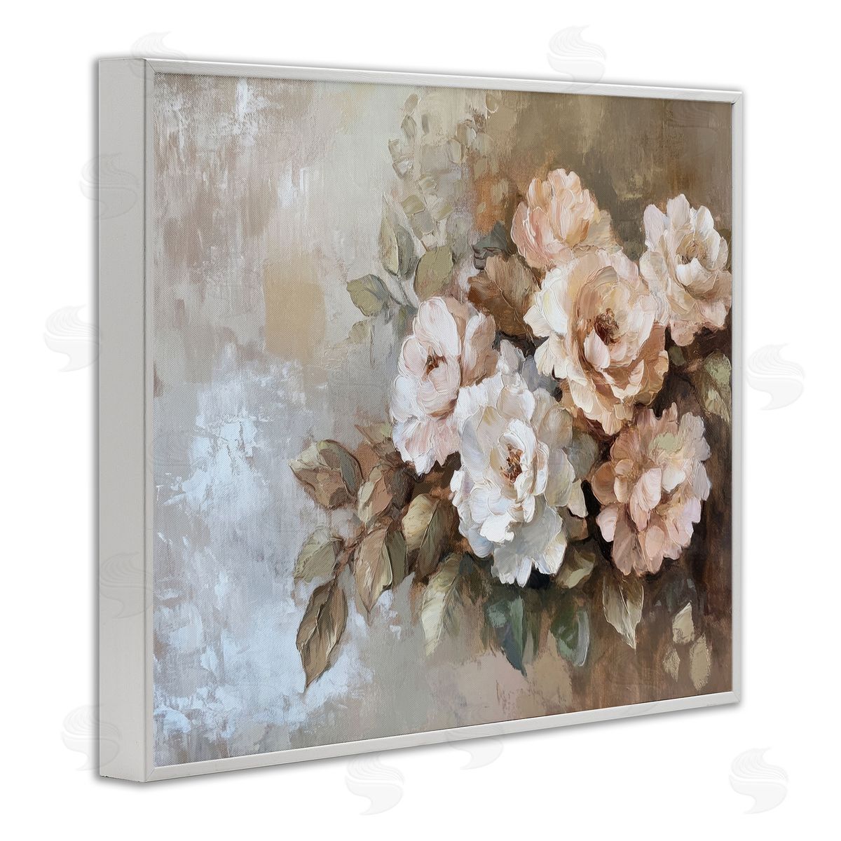 Pastel Budding Blooms White Frame Print Wall Art, Home Decor by Petal Prints Design