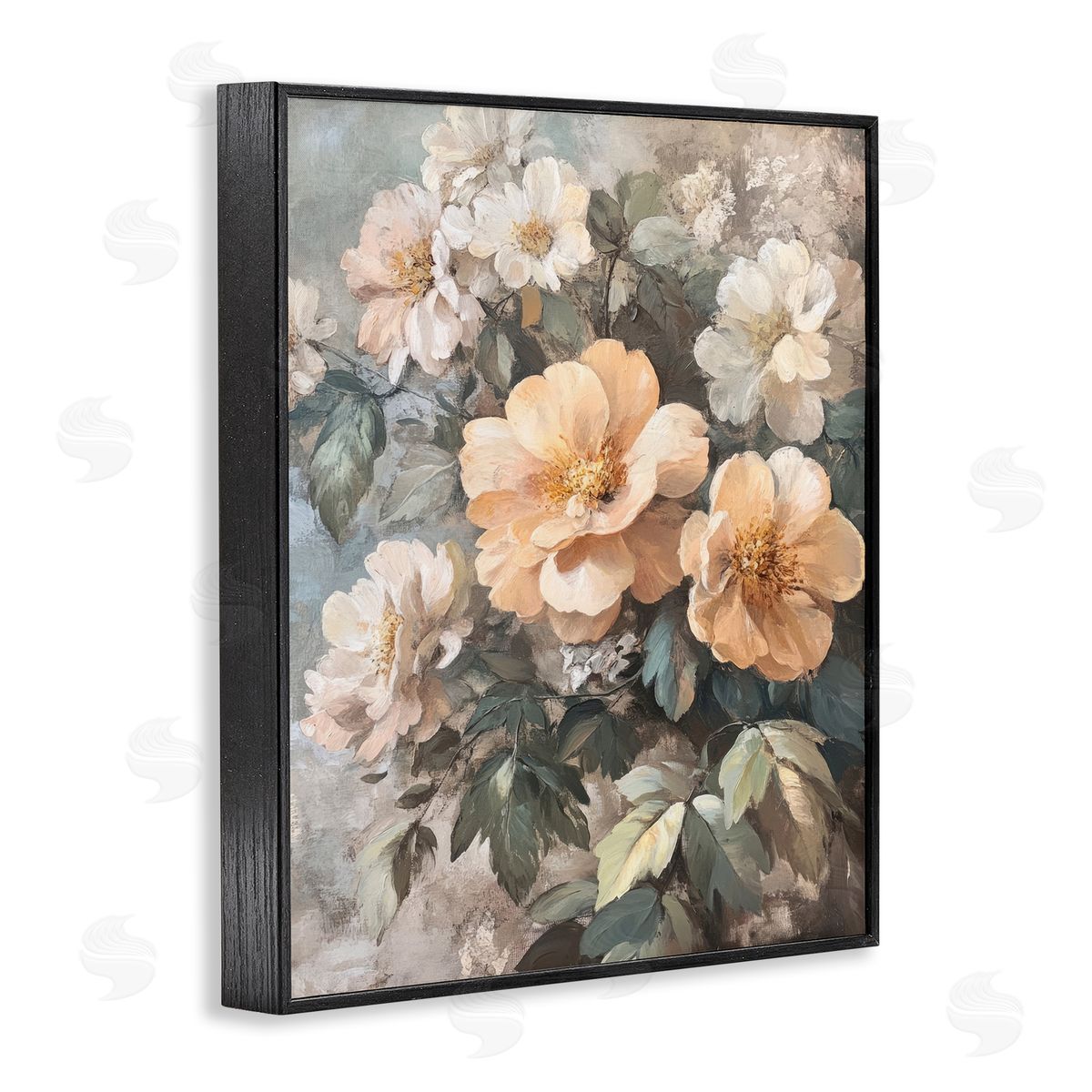 Soft Floral Arrangement Black Frame Print Wall Art, Home Decor by Petal Prints Design