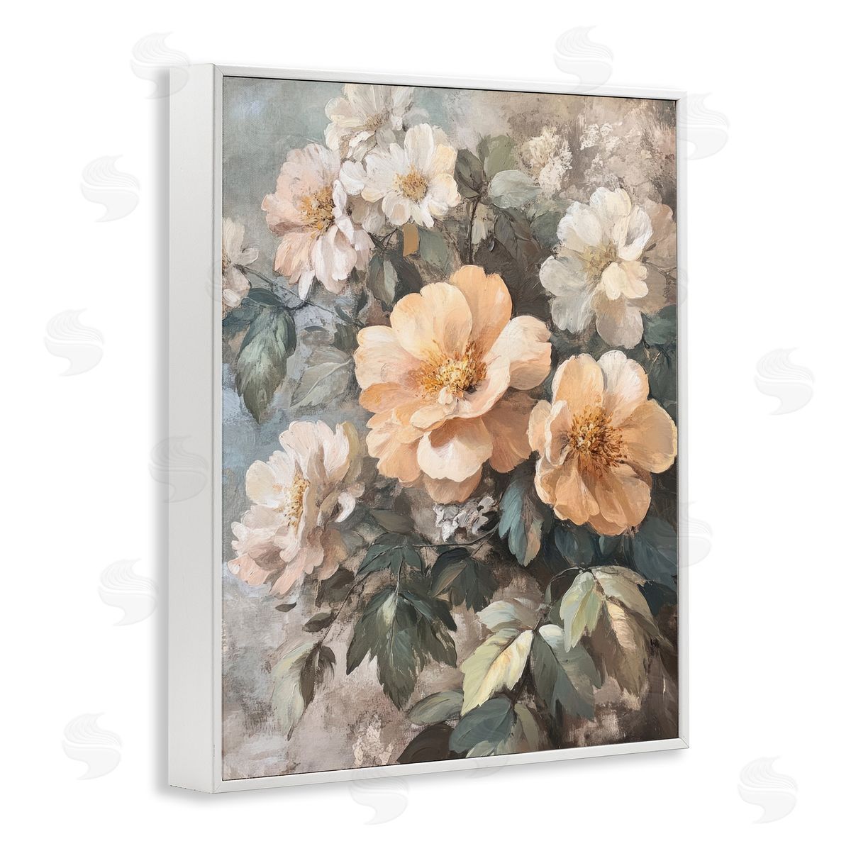 Soft Floral Arrangement White Frame Print Wall Art, Home Decor by Petal Prints Design