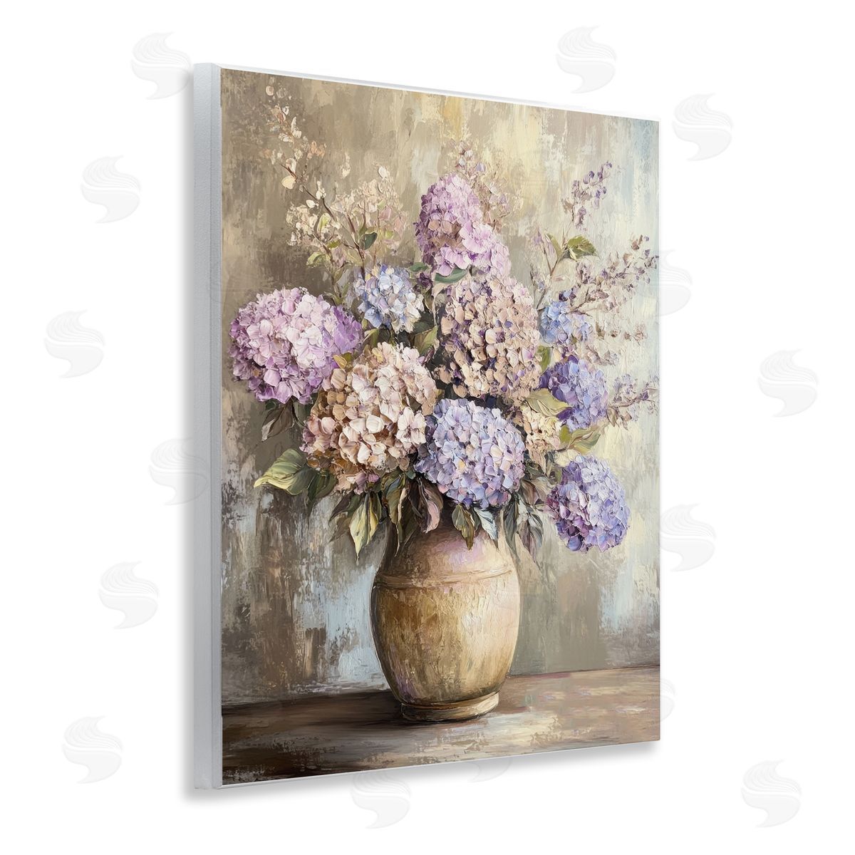 Purple Hydrangea Pottery Wood Plaque Wall Art, Home Decor by Petal Prints Design