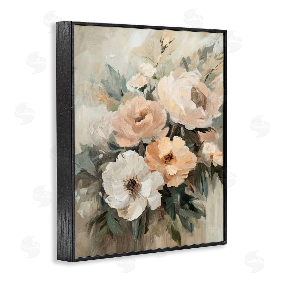 Brushed Spring Bouquet Black Frame Print Wall Art, Home Decor by Petal Prints Design