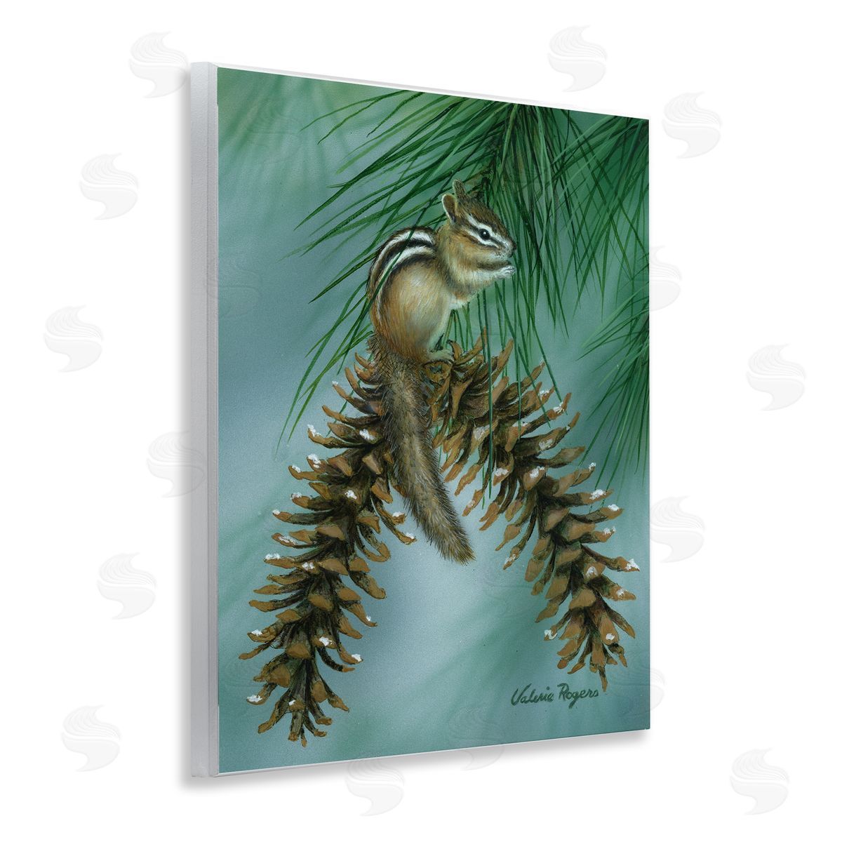Chipmunk Pine Cone Perch Wood Plaque Wall Art, Home Decor by Valerie Rogers