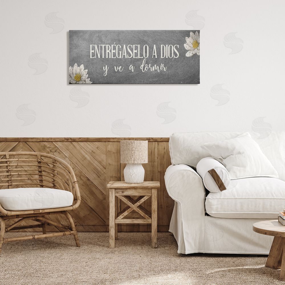 Kim Allen Entrégaselo a Dios y Descansa Canvas Wall Art Print in Room