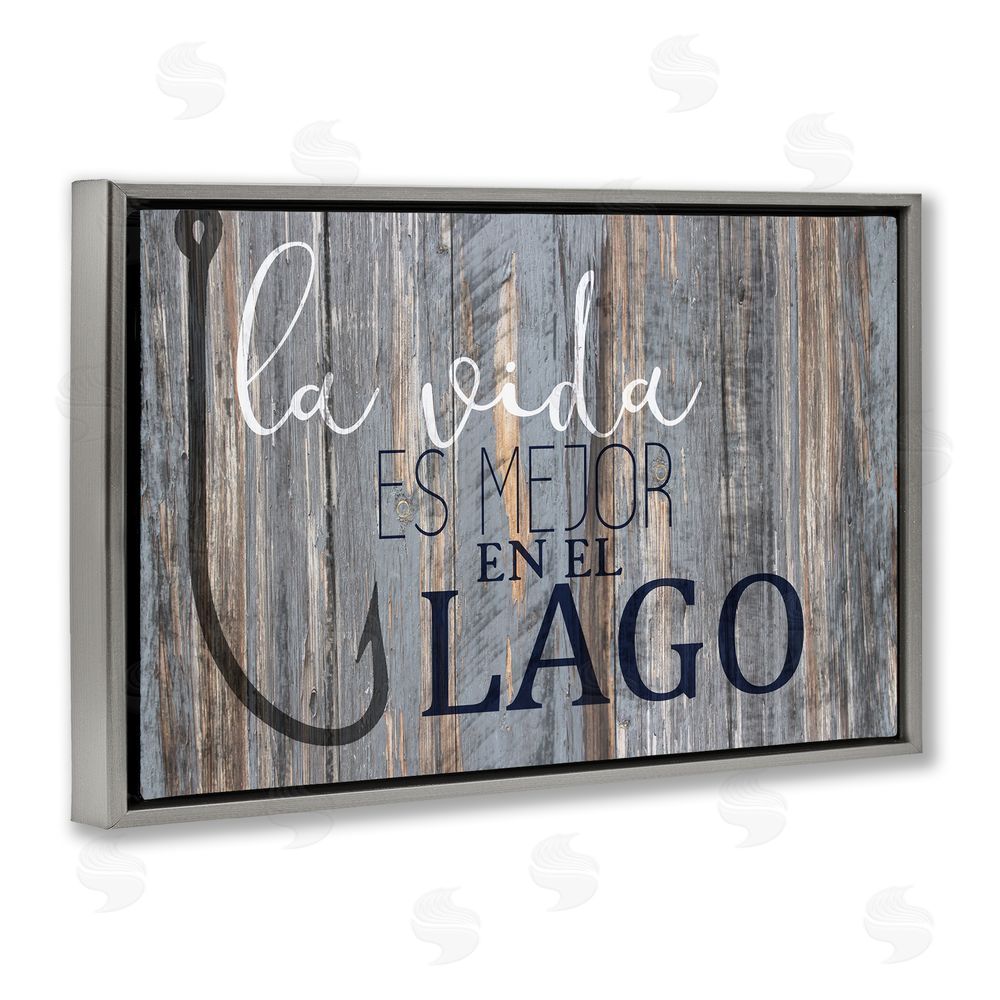 Kim Allen Mejor en el Lago Azul Gray Floating Frame Canvas Wall Art Print