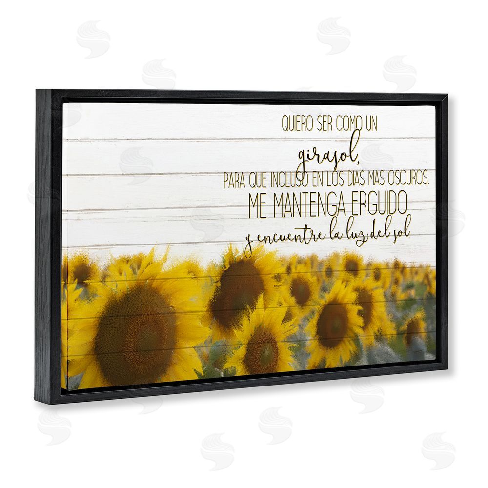 Kim Allen Quiero Ser Como un Girasol Black Floating Frame Canvas Wall Art Print