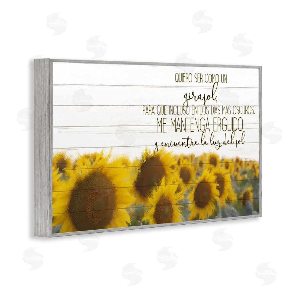 Kim Allen Quiero Ser Como un Girasol Gray Framed Giclee Wall Art Print