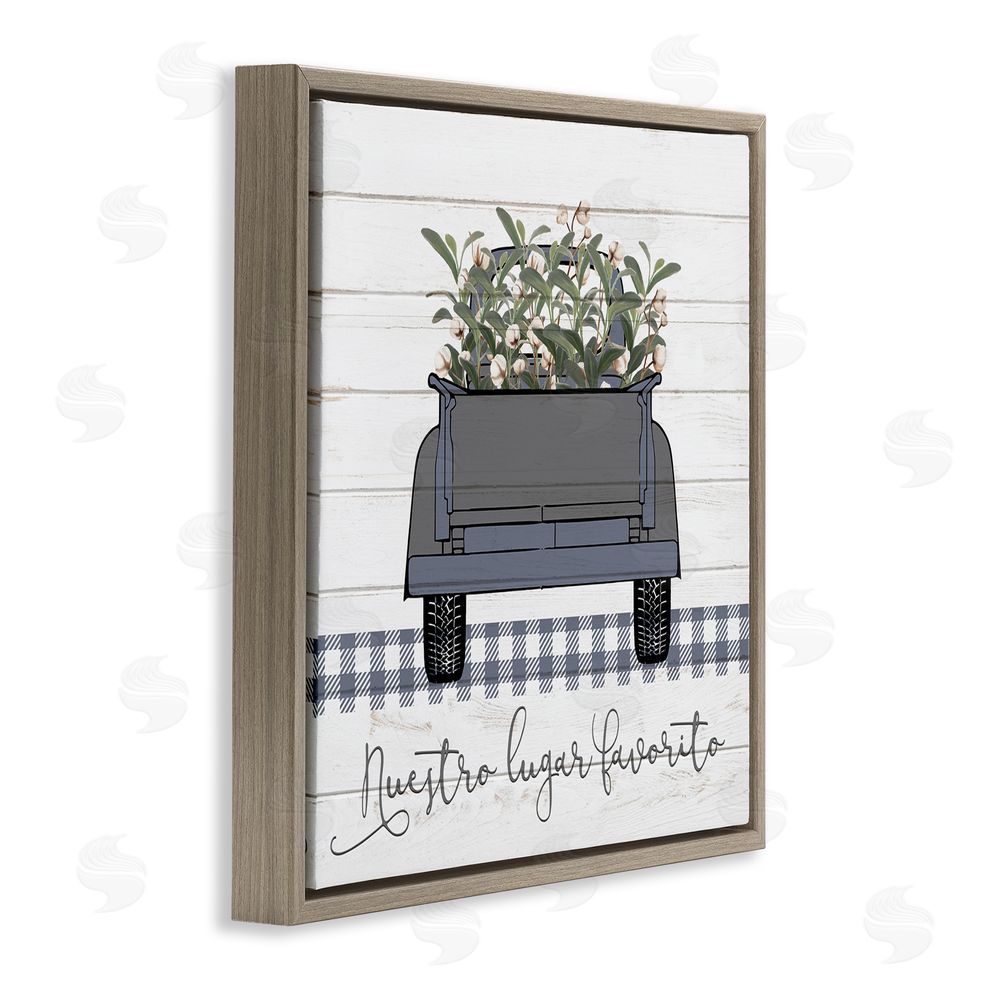 Kim Allen Nuestro Lugar Favorito con Camión Brown Floating Frame Canvas Wall Art Print