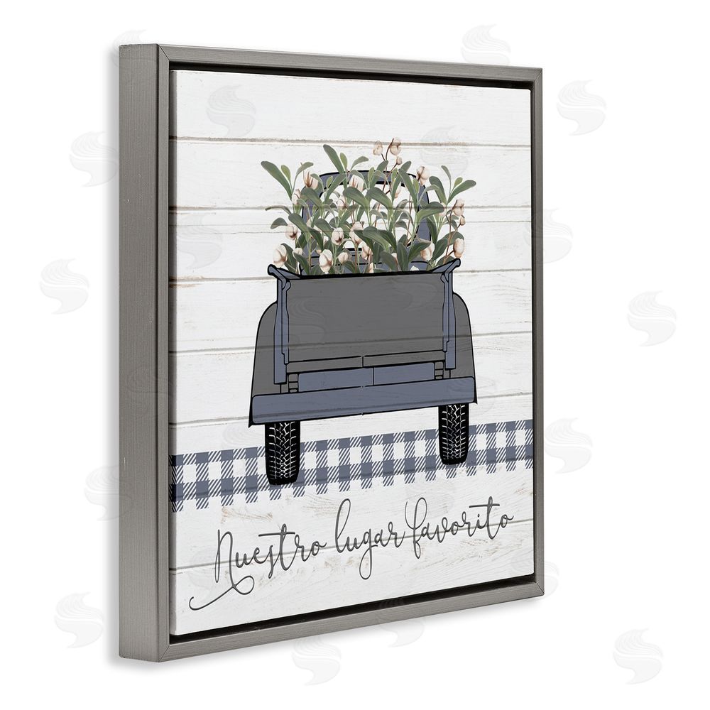 Kim Allen Nuestro Lugar Favorito con Camión Gray Floating Frame Canvas Wall Art Print