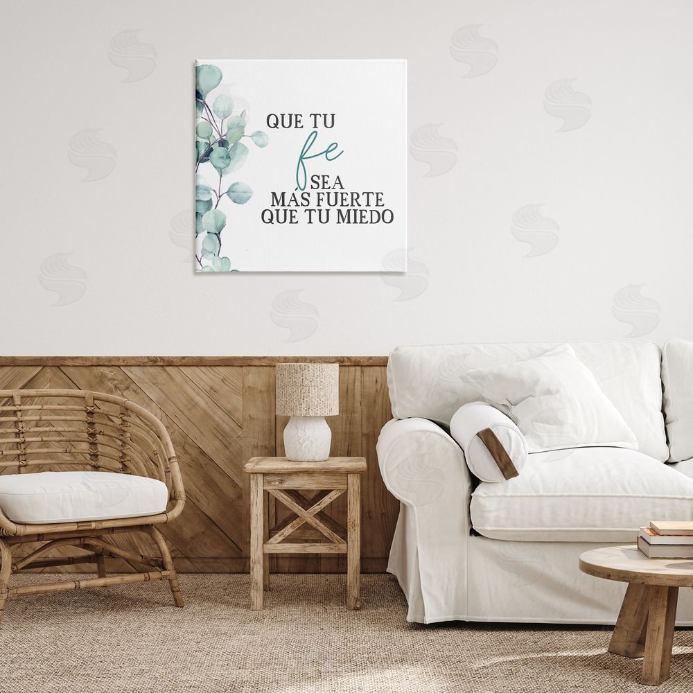 Kim Allen Que Tu Fe Sea Más Fuerte Canvas Wall Art Print in Room