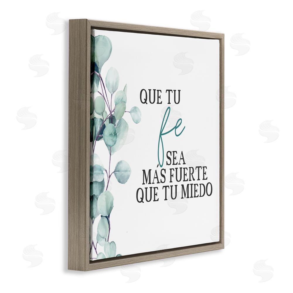 Kim Allen Que Tu Fe Sea Más Fuerte Brown Floating Frame Canvas Wall Art Print