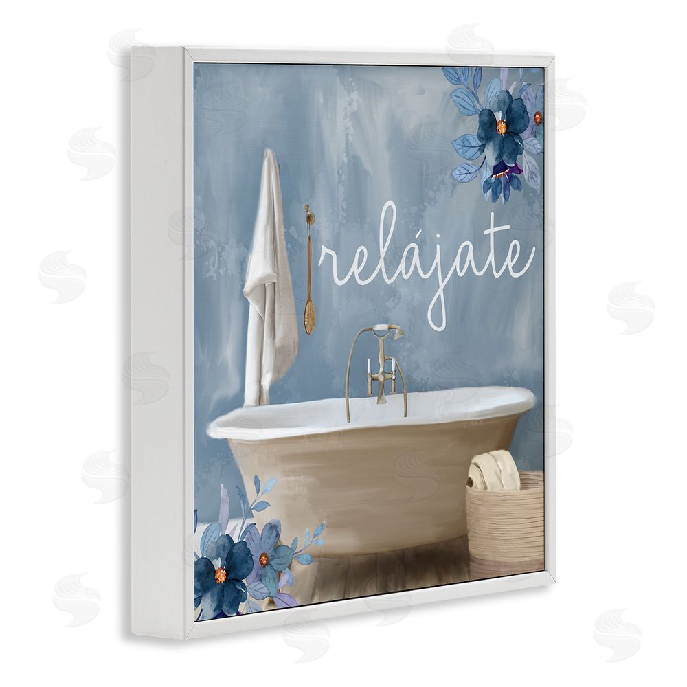 Kim Allen Relájate con Baño Floral White Framed Giclee Wall Art Print