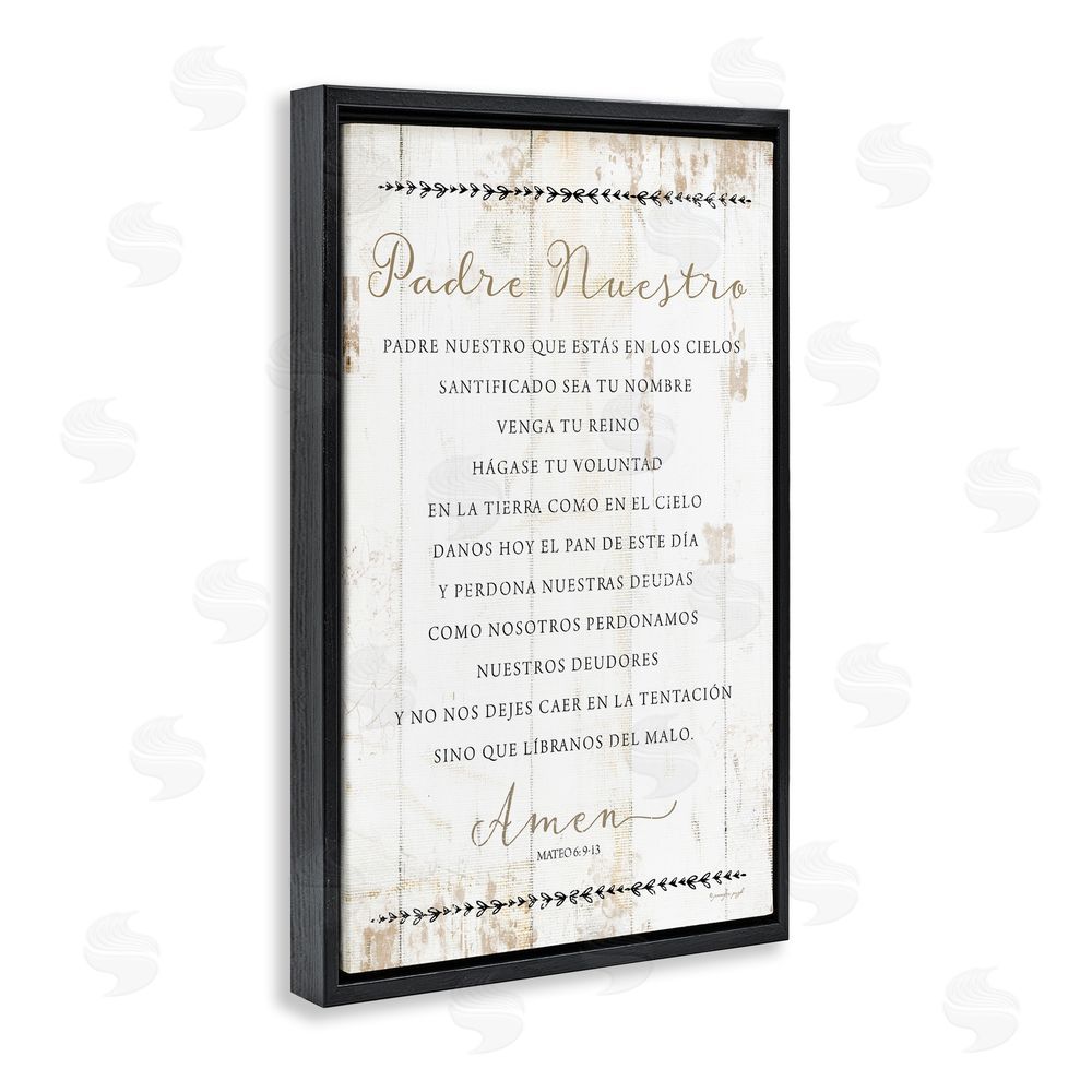 Jennifer Pugh Padre Nuestro Oración Black Floating Frame Canvas Wall Art Print