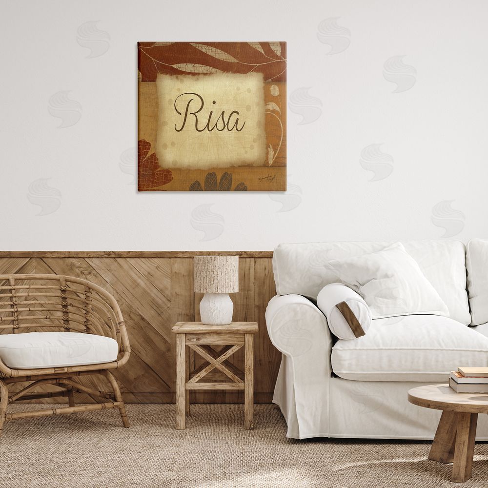 Jennifer Pugh Risa con Flores Tradicionales Canvas Wall Art Print in Room