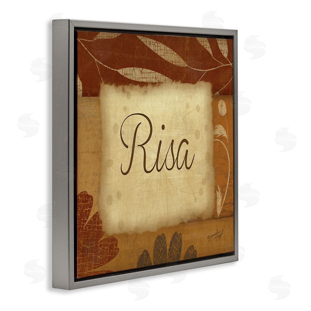 Jennifer Pugh Risa con Flores Tradicionales Gray Floating Frame Canvas Wall Art Print