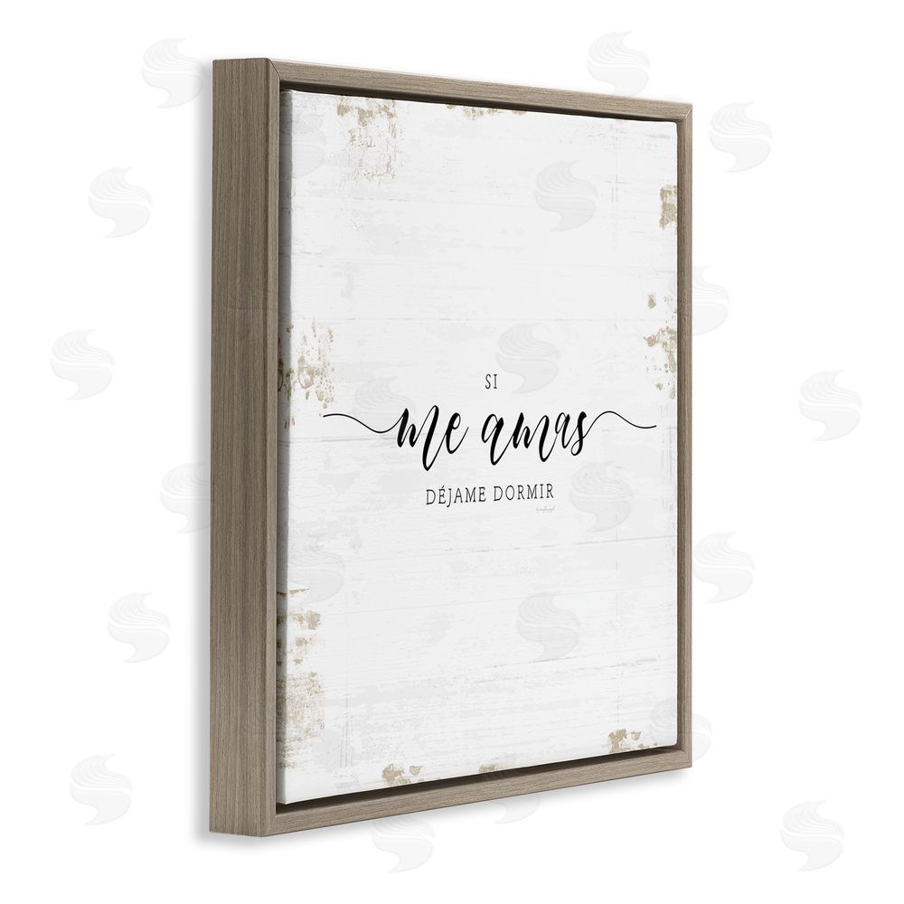 Jennifer Pugh Si Me Amas Déjame Dormir Brown Floating Frame Canvas Wall Art Print