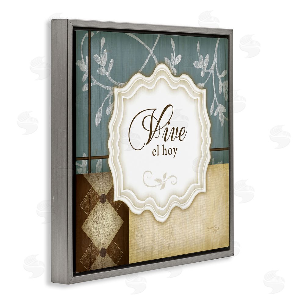 Jennifer Pugh Vive el Hoy Tradicional Gray Floating Frame Canvas Wall Art Print