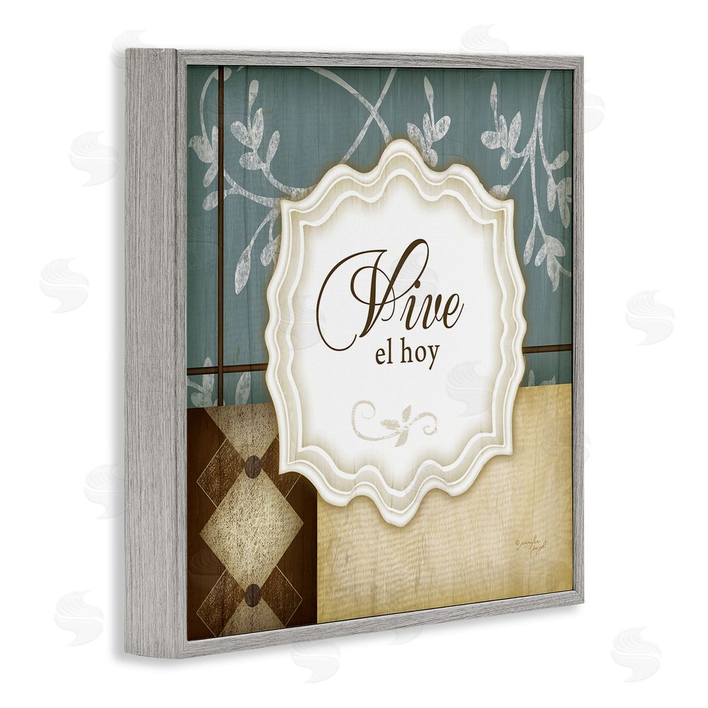Jennifer Pugh Vive el Hoy Tradicional Gray Framed Giclee Wall Art Print