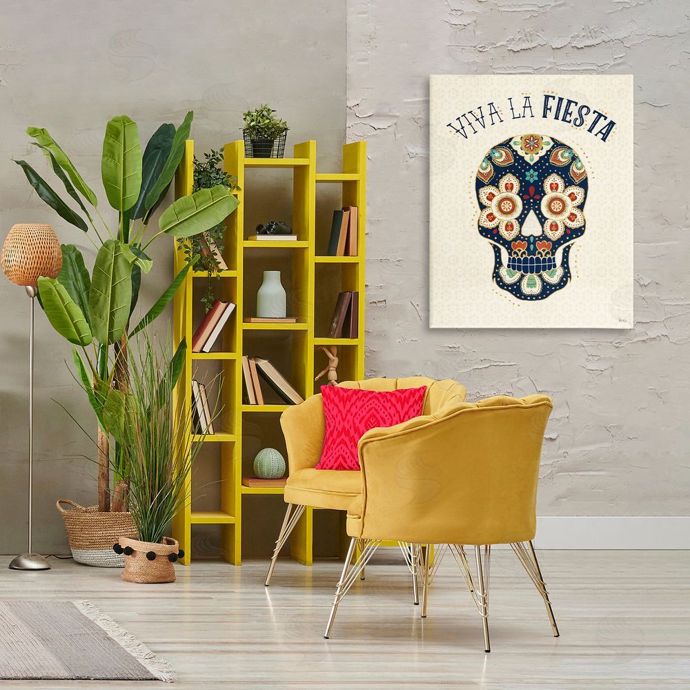 Veronique Charron Viva la Fiesta Calavera Canvas Wall Art Print in Room