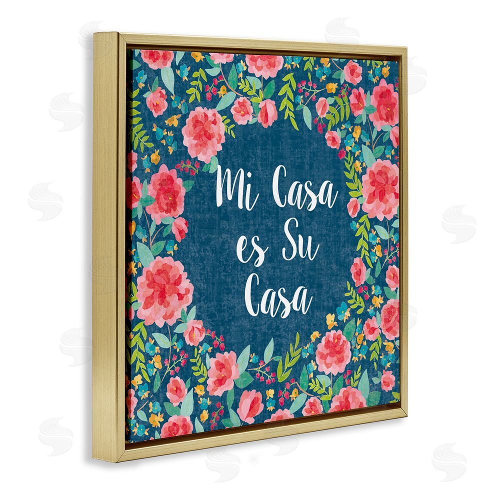 Harriet Sussman Su Casa Flores Rosas Gold Floating Frame Canvas Wall Art Print