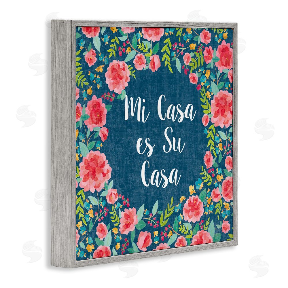 Harriet Sussman Su Casa Flores Rosas Gray Framed Giclee Wall Art Print