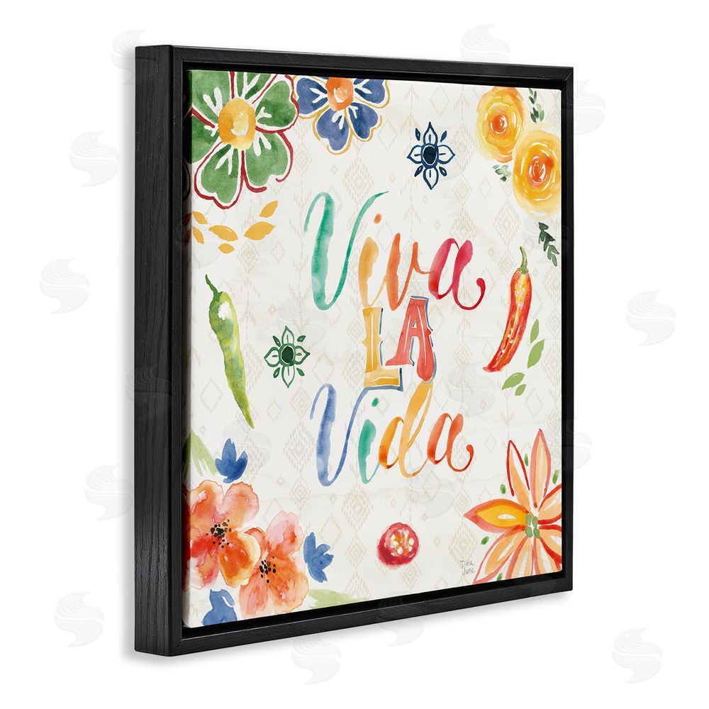 Dina June Viva La Vida Celebración Black Floating Frame Canvas Wall Art Print