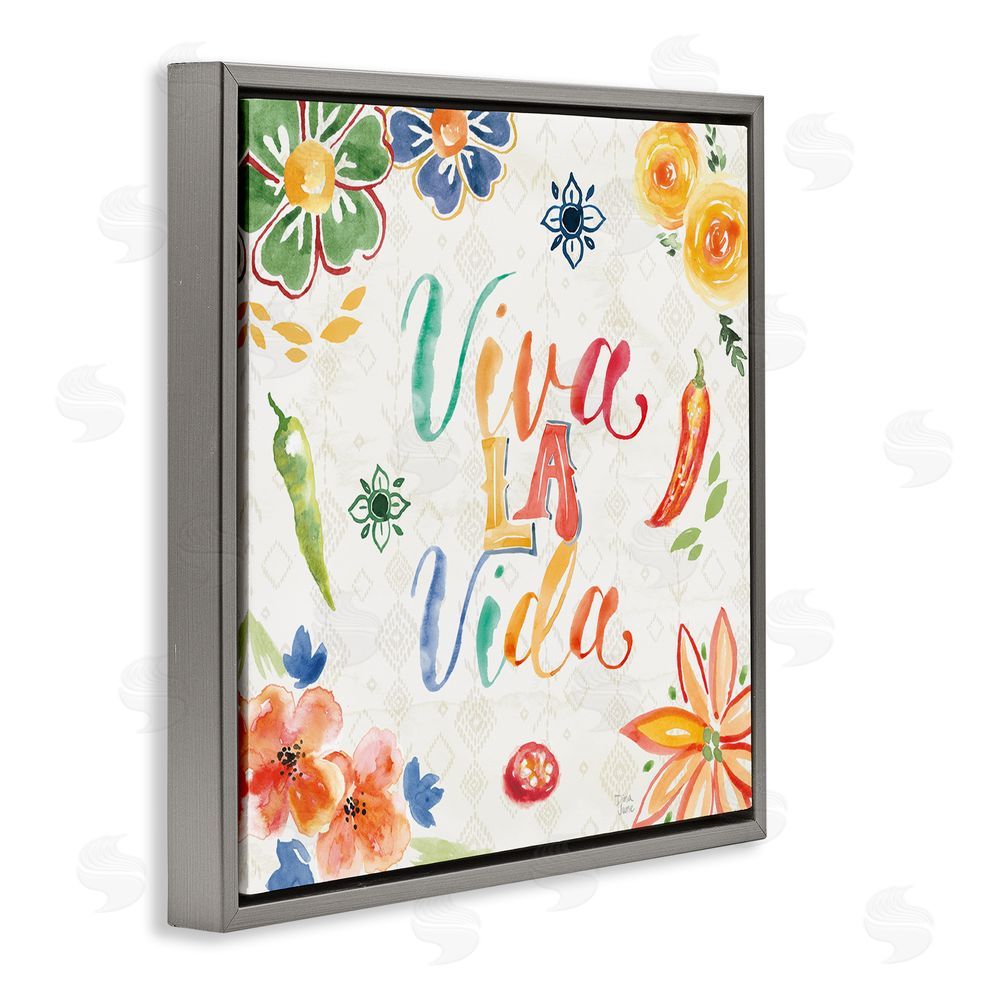 Dina June Viva La Vida Celebración Gray Floating Frame Canvas Wall Art Print
