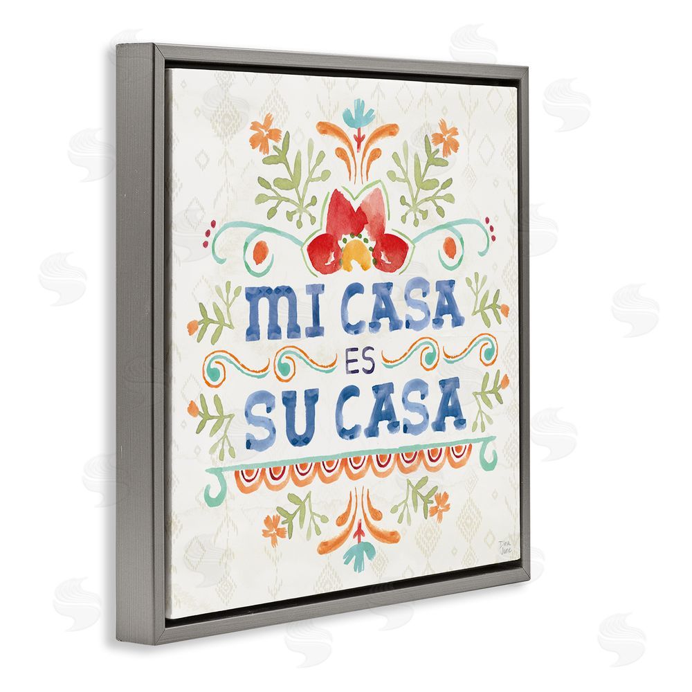 Dina June Su Casa Hogar Acogedor Gray Floating Frame Canvas Wall Art Print