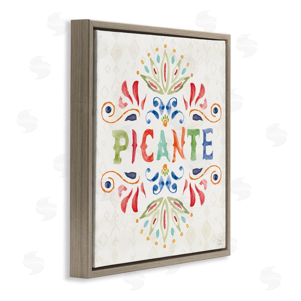 Dina June Picante con Patrón Vibrante Brown Floating Frame Canvas Wall Art Print