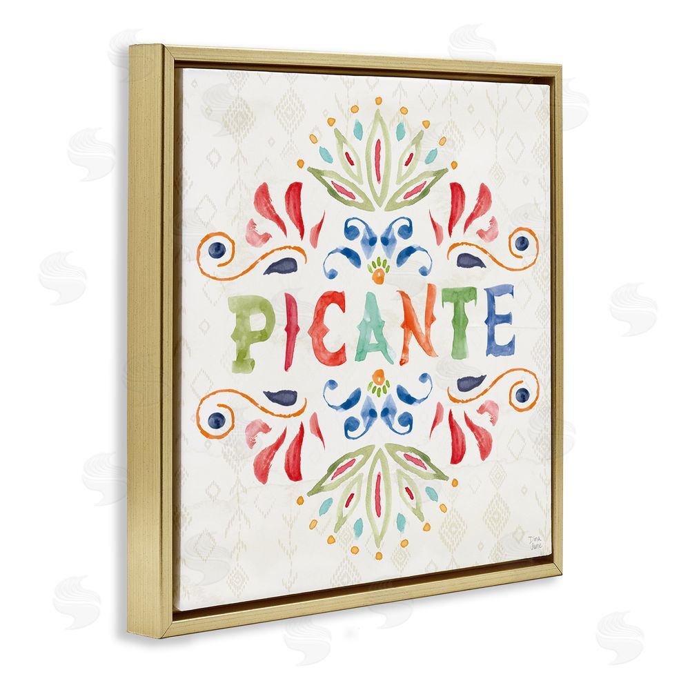 Dina June Picante con Patrón Vibrante Gold Floating Frame Canvas Wall Art Print