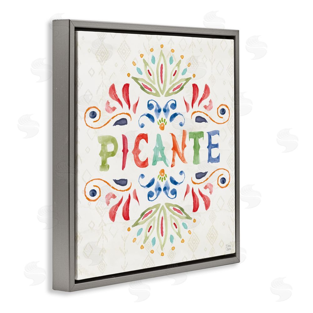Dina June Picante con Patrón Vibrante Gray Floating Frame Canvas Wall Art Print