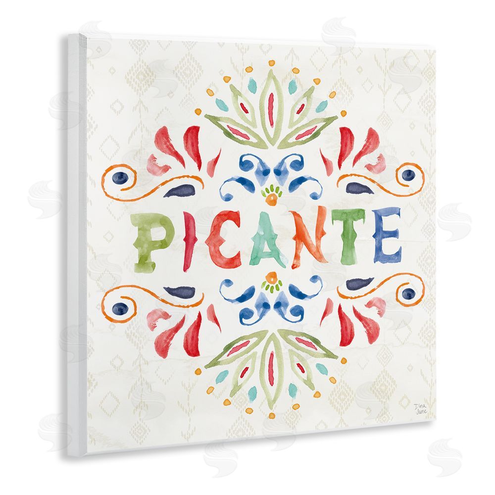 Dina June Picante con Patrón Vibrante Wooden Wall Plaque Art Print