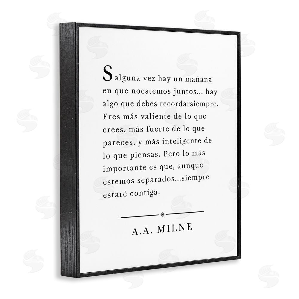 Lettered and Lined Siempre Contigo - A.A. Milne Black Framed Giclee Wall Art Print