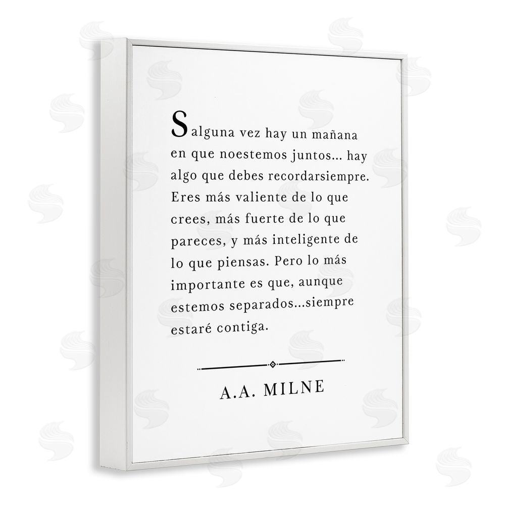 Lettered and Lined Siempre Contigo - A.A. Milne White Framed Giclee Wall Art Print