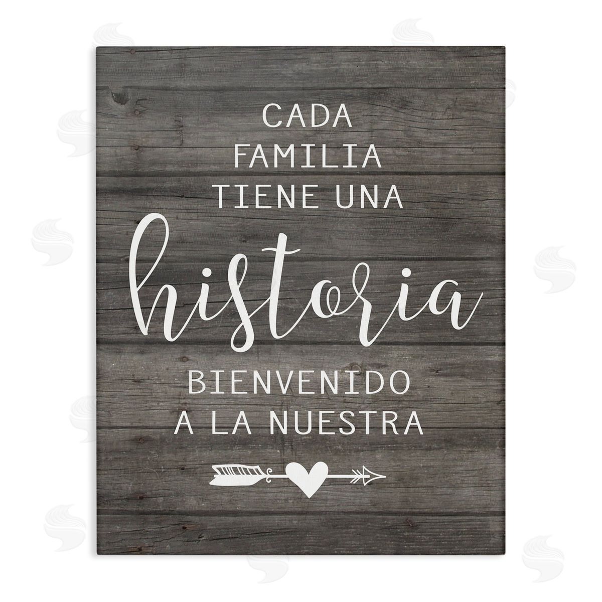Lettered and Lined Nuestra Historia Familiar Canvas Wall Art Print