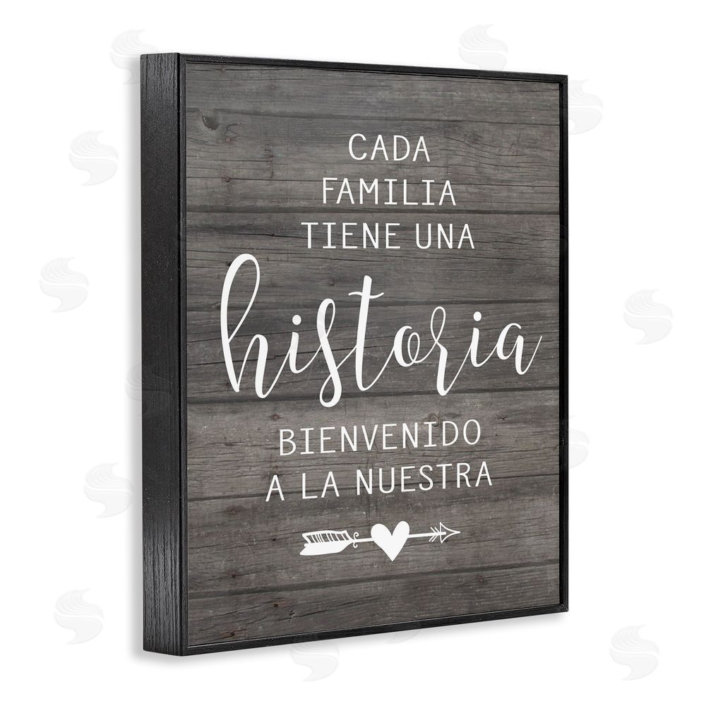 Lettered and Lined Nuestra Historia Familiar Black Framed Giclee Wall Art Print