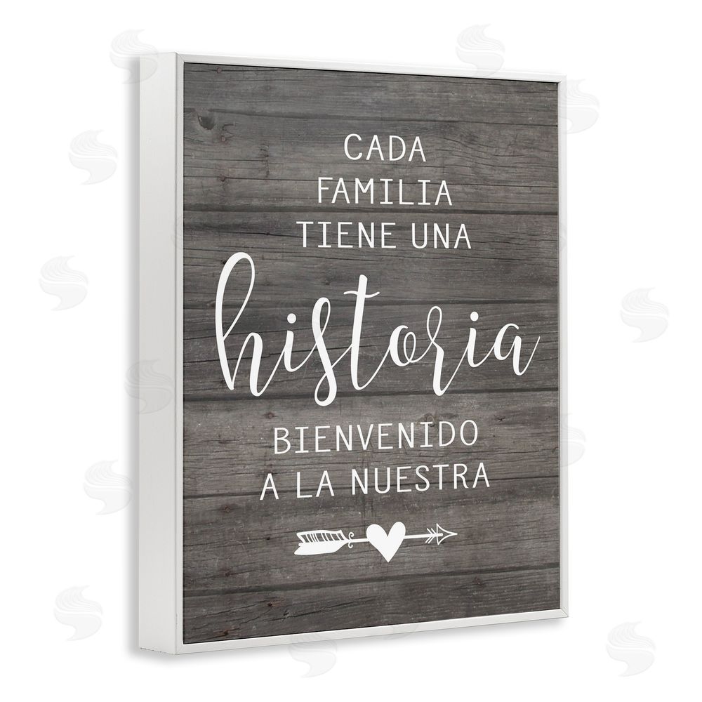 Lettered and Lined Nuestra Historia Familiar White Framed Giclee Wall Art Print